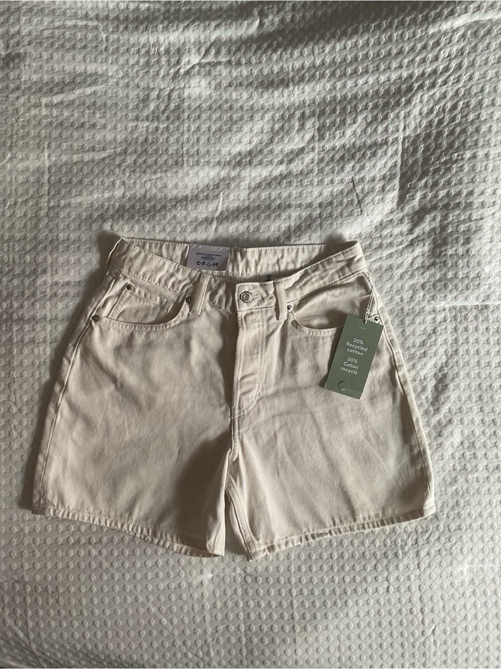 H&M Women’s Cream High-Rise Denim Bermuda Shorts
